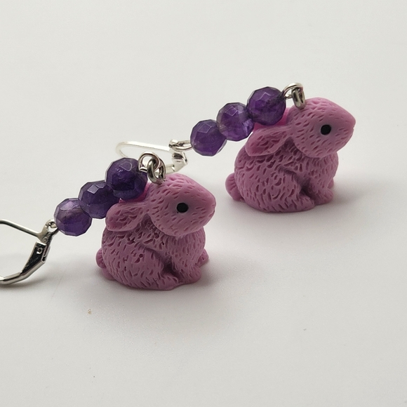 Handmade Jewelry - Purple Bunny Earrings